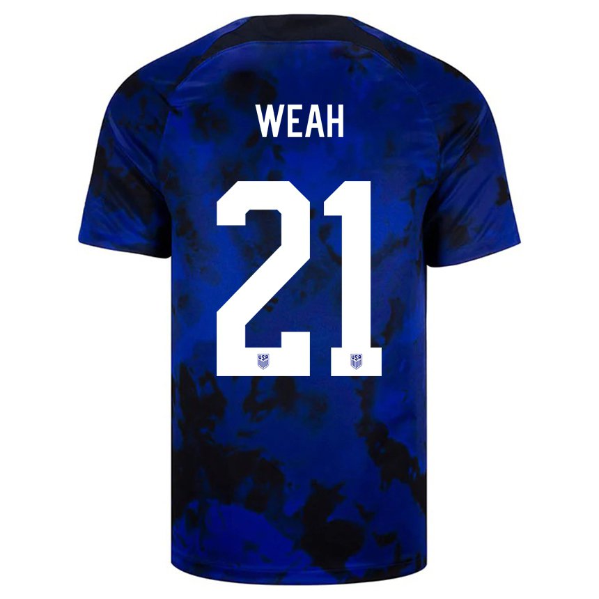 Niño Camiseta Estados Unidos Timothy Weah #21 Azul Real 2ª Equipación 22-24 La Camisa