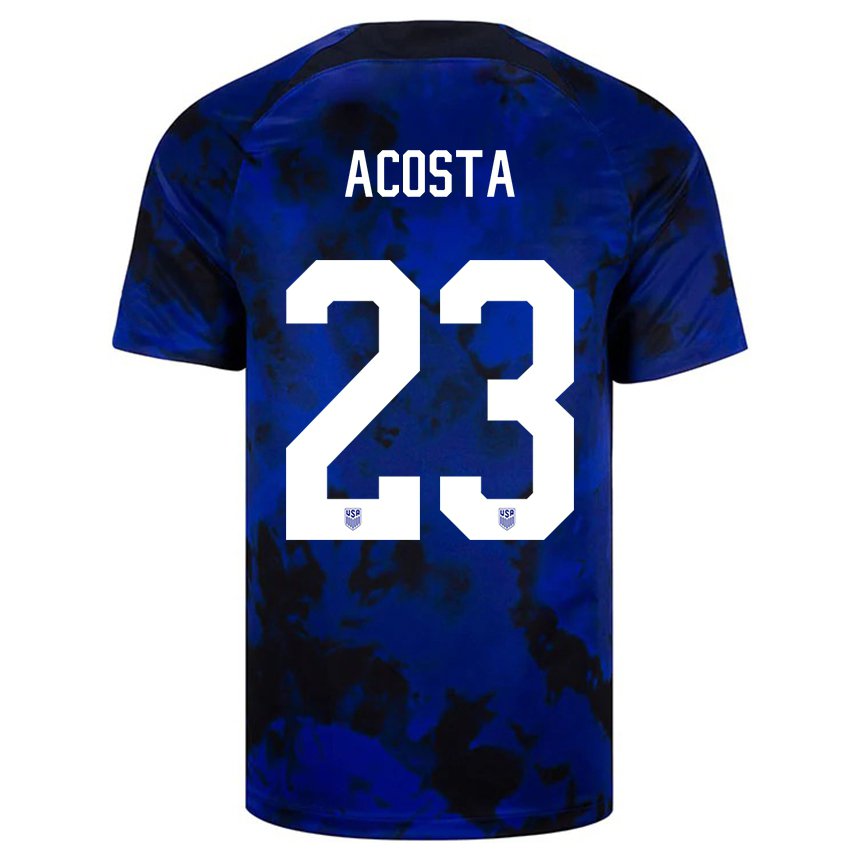 Niño Camiseta Estados Unidos Kellyn Acosta #23 Azul Real 2ª Equipación 22-24 La Camisa