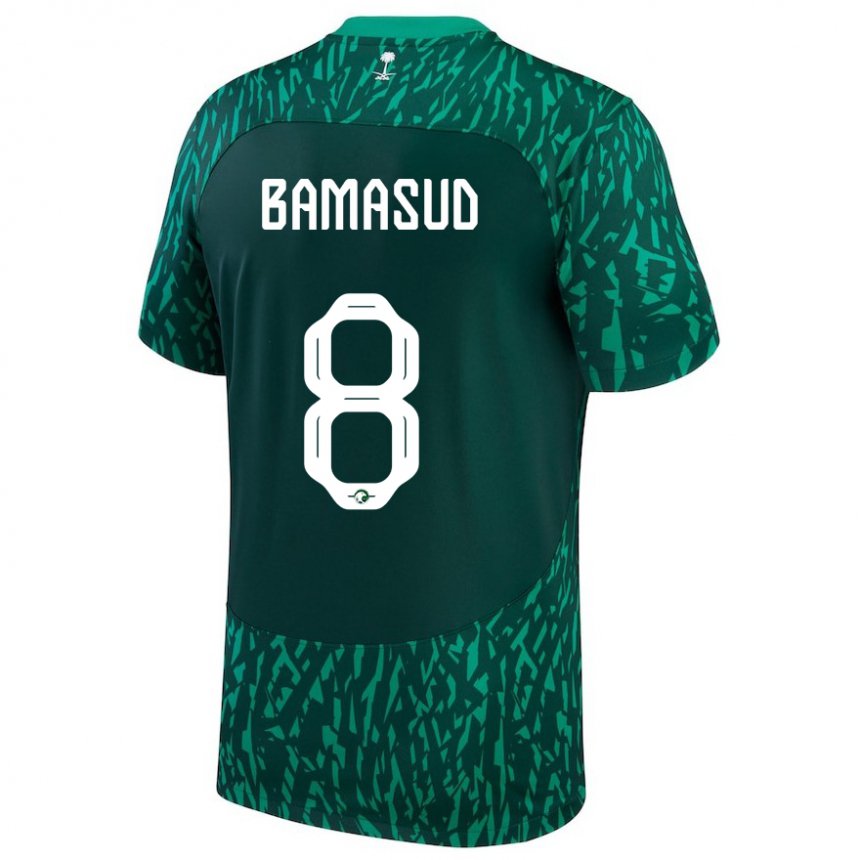 Niño Camiseta Arabia Saudita Ahmed Bamasud #8 Verde Oscuro 2ª Equipación 22-24 La Camisa