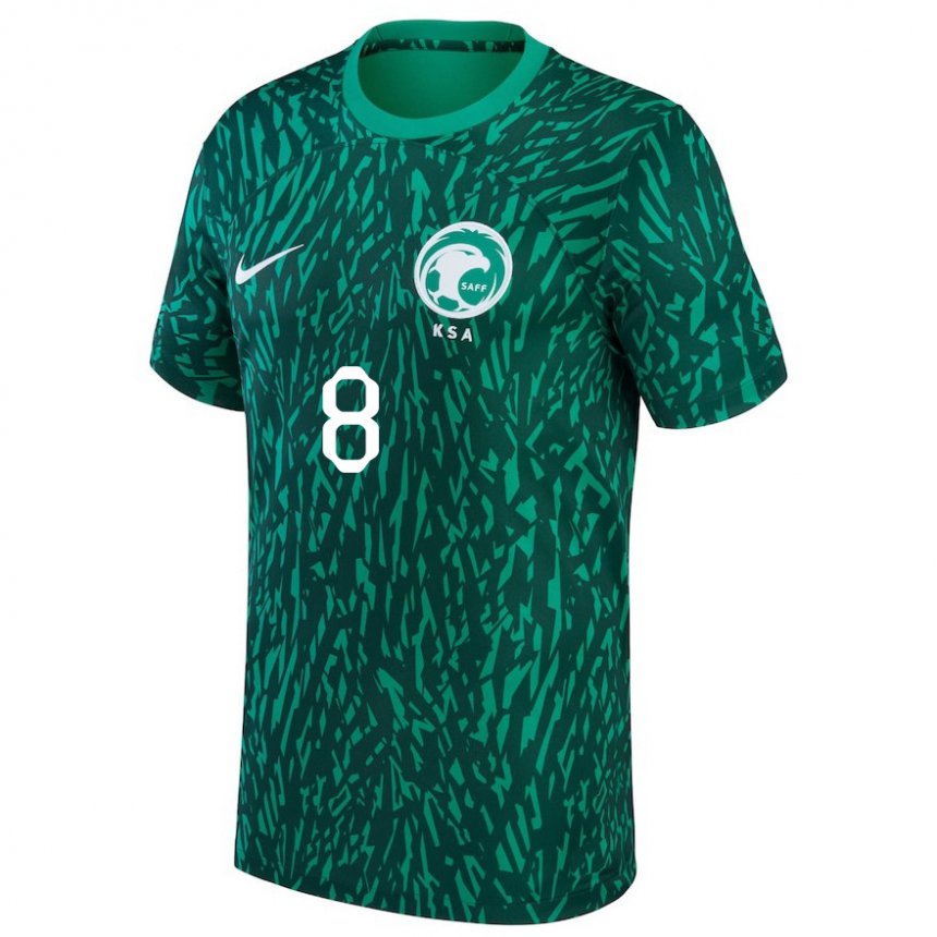 Niño Camiseta Arabia Saudita Ahmed Bamasud #8 Verde Oscuro 2ª Equipación 22-24 La Camisa