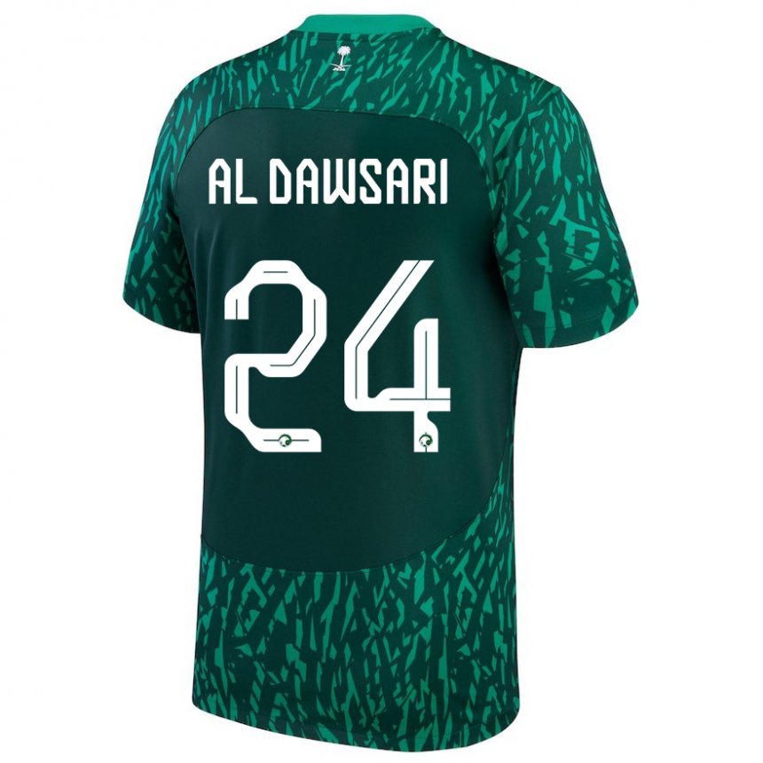 Niño Camiseta Arabia Saudita Nasser Al Dawsari #24 Verde Oscuro 2ª Equipación 22-24 La Camisa