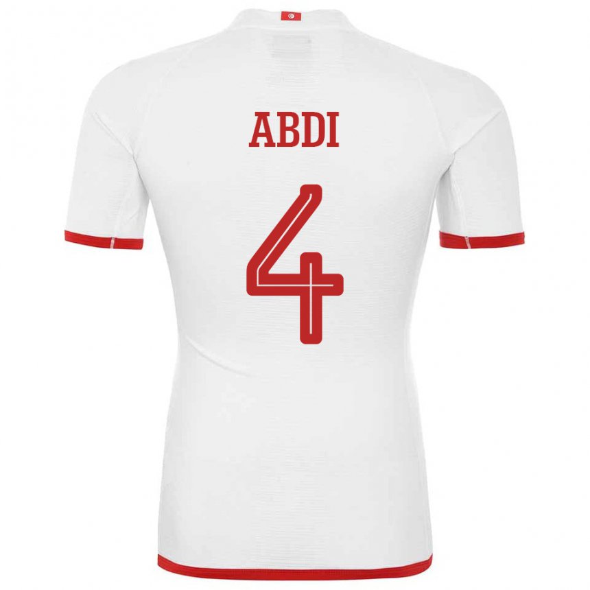 Niño Camiseta Túnez Ali Abdi #4 Blanco 2ª Equipación 22-24 La Camisa