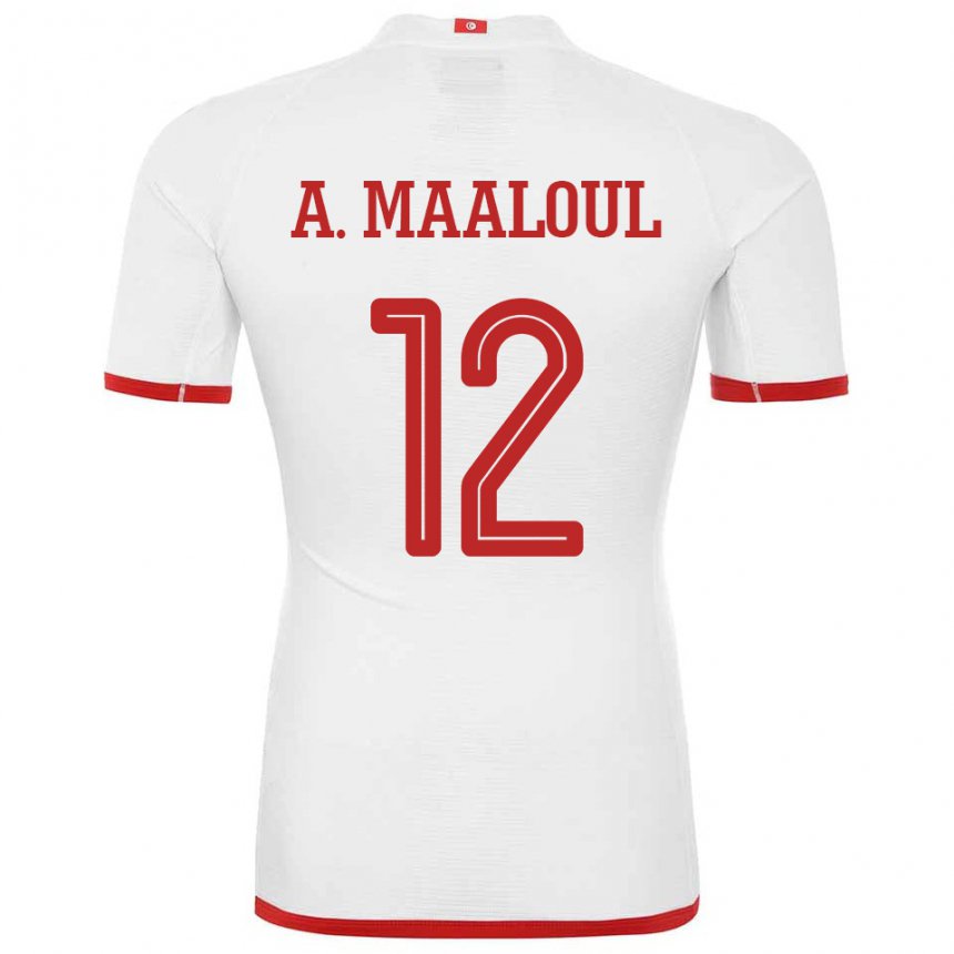 Niño Camiseta Túnez Ali Maaloul #12 Blanco 2ª Equipación 22-24 La Camisa
