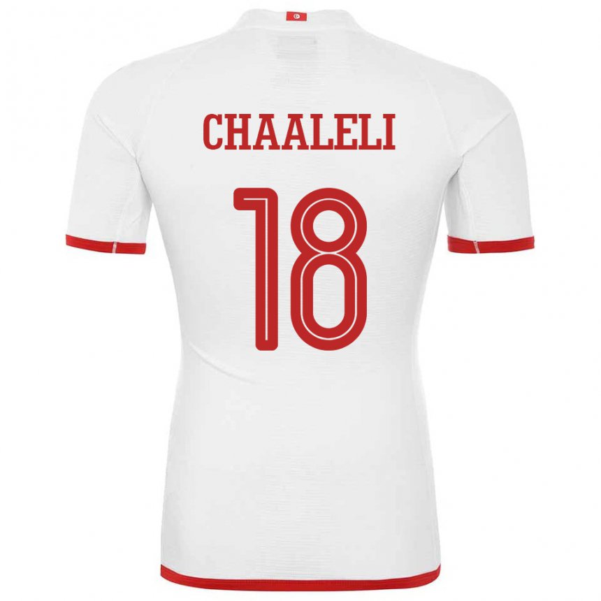 Niño Camiseta Túnez Ghaliene Chaaleli #18 Blanco 2ª Equipación 22-24 La Camisa