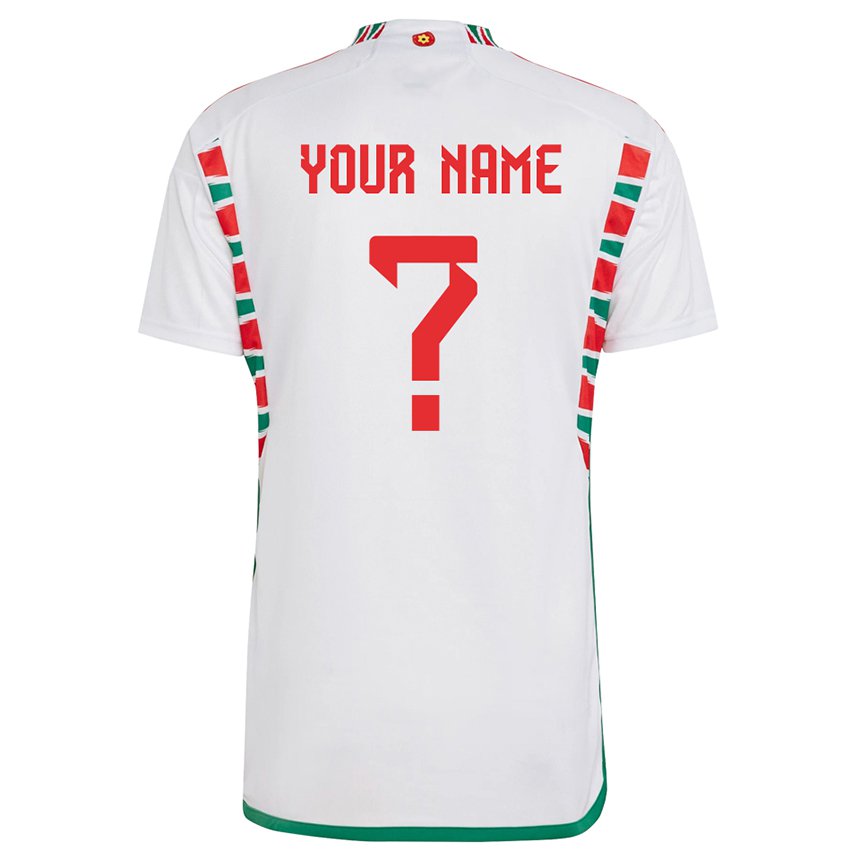 Niño Camiseta Gales Su Nombre #0 Blanco 2ª Equipación 22-24 La Camisa