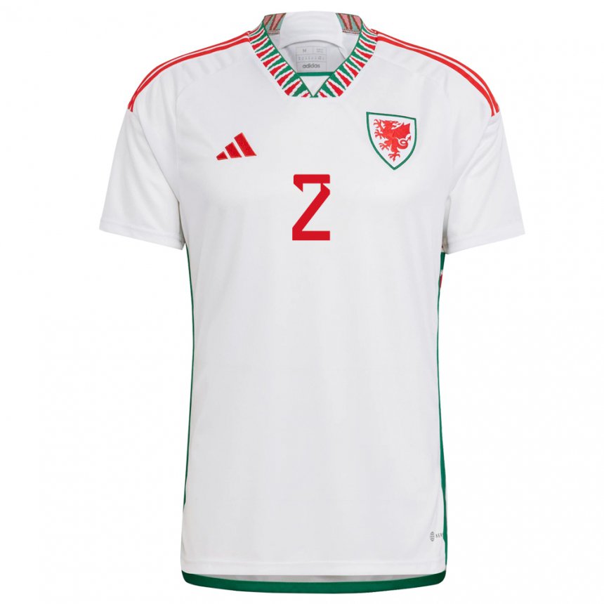 Niño Camiseta Gales Chris Gunter #2 Blanco 2ª Equipación 22-24 La Camisa