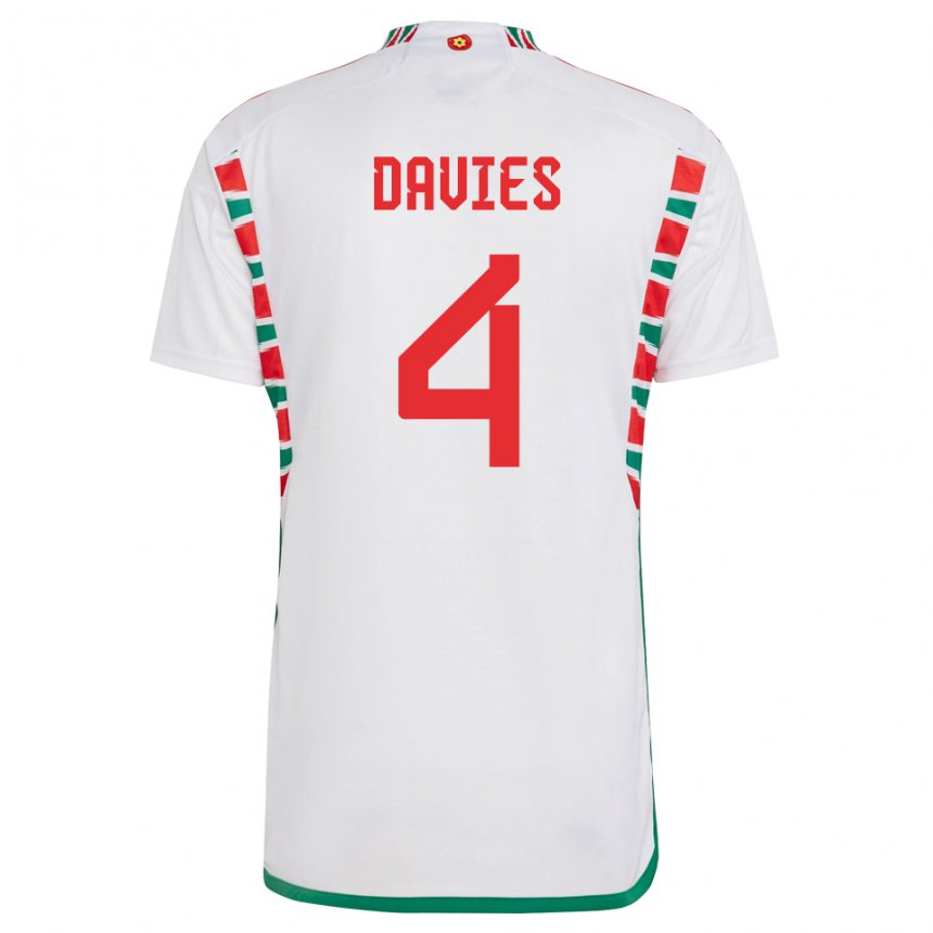 Niño Camiseta Gales Ben Davies #4 Blanco 2ª Equipación 22-24 La Camisa