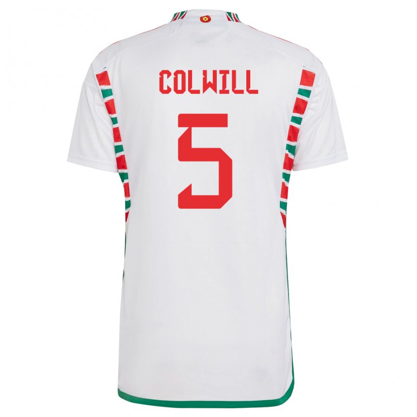 Niño Camiseta Gales Rubin Colwill #5 Blanco 2ª Equipación 22-24 La Camisa