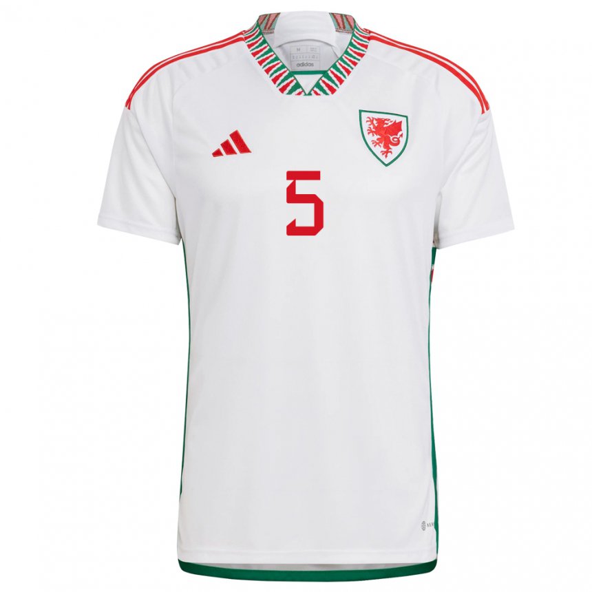 Niño Camiseta Gales Rubin Colwill #5 Blanco 2ª Equipación 22-24 La Camisa