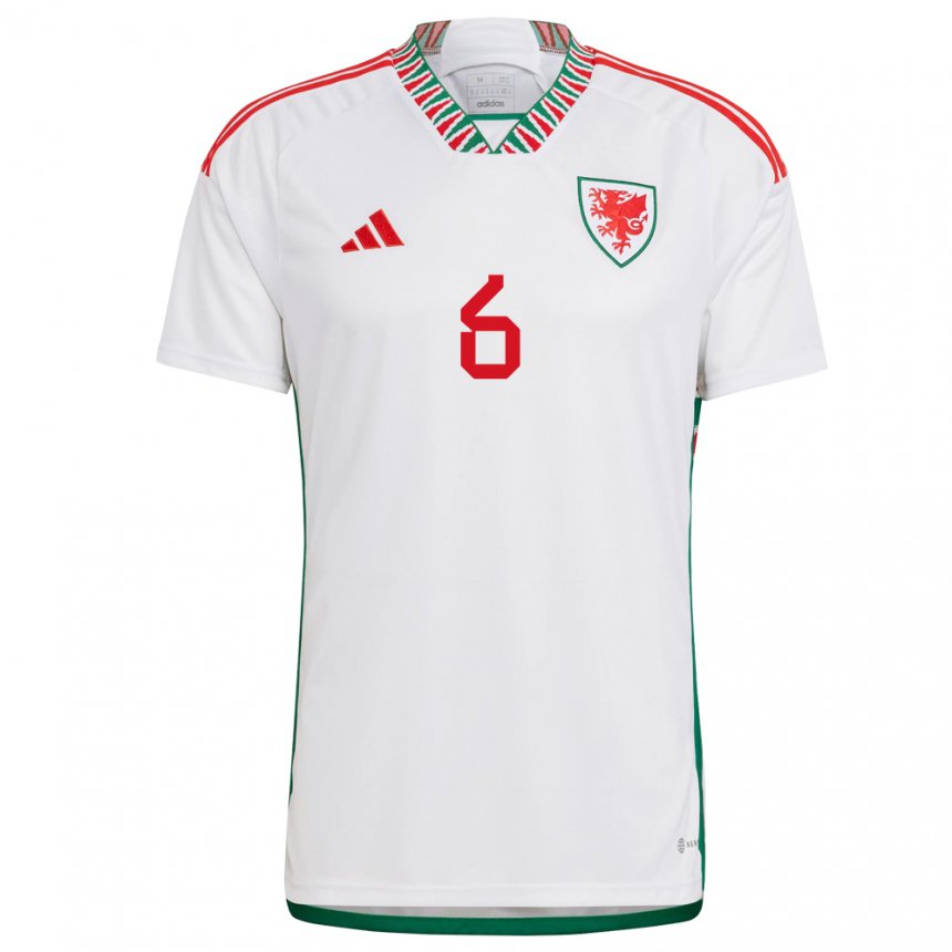 Niño Camiseta Gales Joe Rodon #6 Blanco 2ª Equipación 22-24 La Camisa