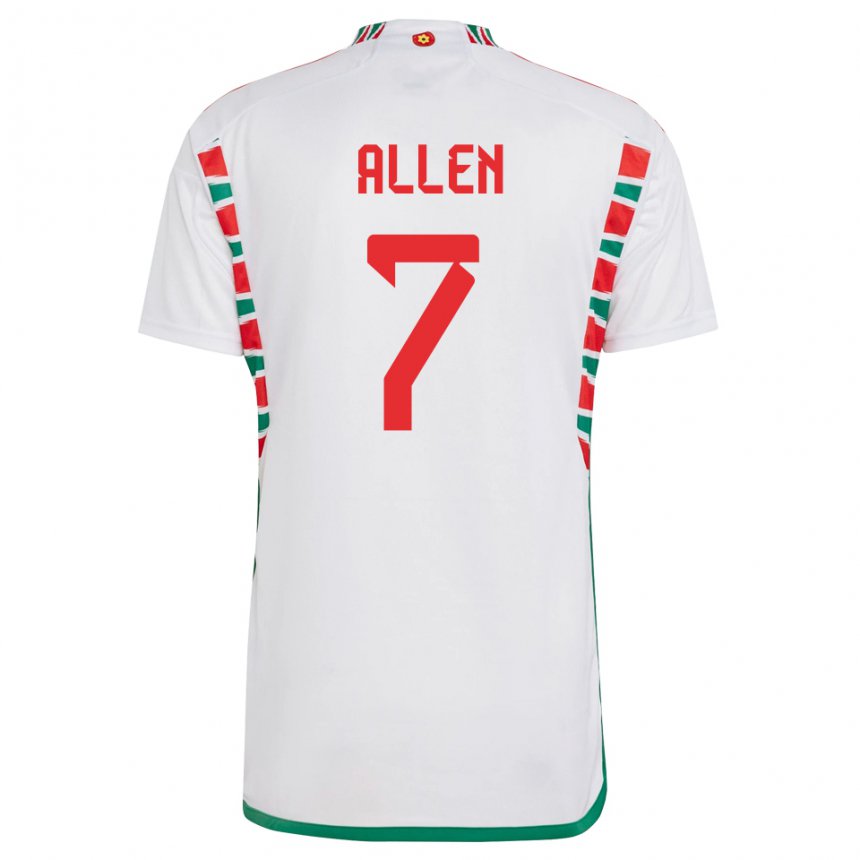 Niño Camiseta Gales Joe Allen #7 Blanco 2ª Equipación 22-24 La Camisa