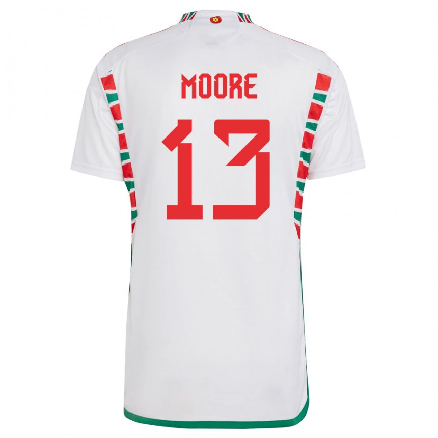 Niño Camiseta Gales Kieffer Moore #13 Blanco 2ª Equipación 22-24 La Camisa