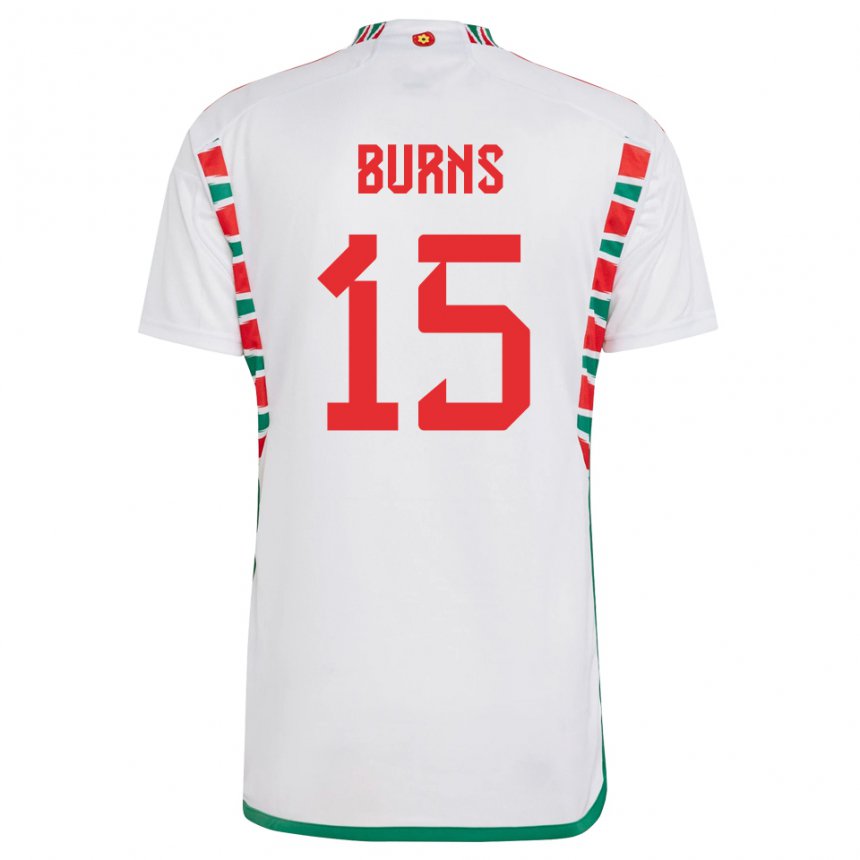Niño Camiseta Gales Wes Burns #15 Blanco 2ª Equipación 22-24 La Camisa