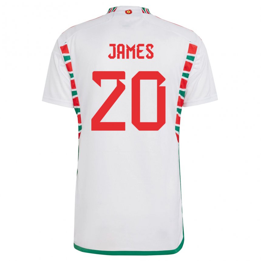 Niño Camiseta Gales Daniel James #20 Blanco 2ª Equipación 22-24 La Camisa