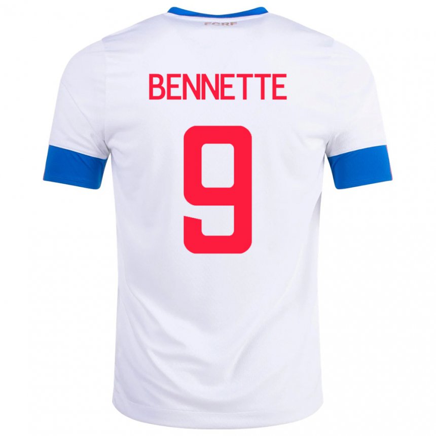 Niño Camiseta Costa Rica Jewison Bennette #9 Blanco 2ª Equipación 22-24 La Camisa