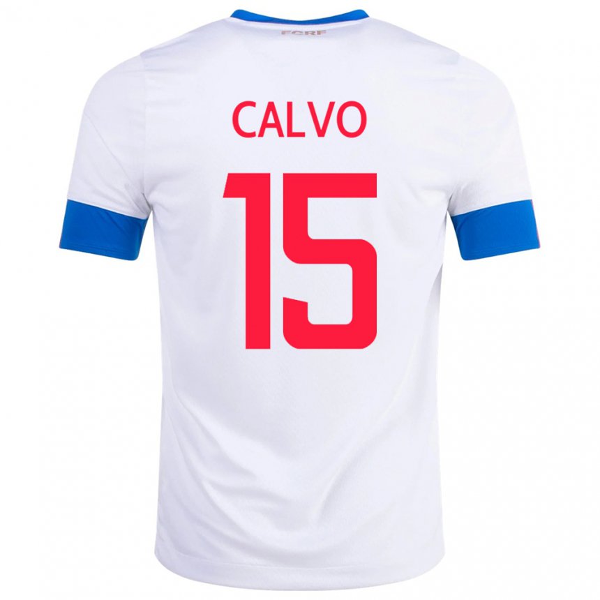 Niño Camiseta Costa Rica Francisco Calvo #15 Blanco 2ª Equipación 22-24 La Camisa