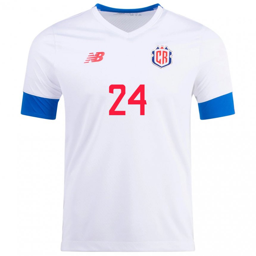 Niño Camiseta Costa Rica Douglas Lopez #24 Blanco 2ª Equipación 22-24 La Camisa
