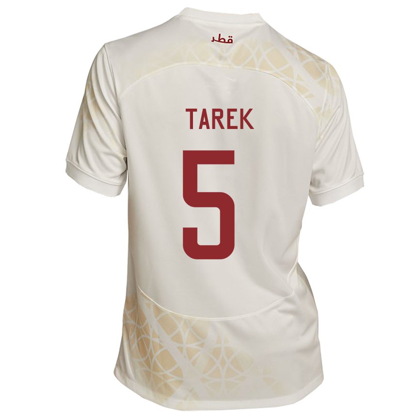 Niño Camiseta Catar Tarek Salman #5 Beis Dorado 2ª Equipación 22-24 La Camisa