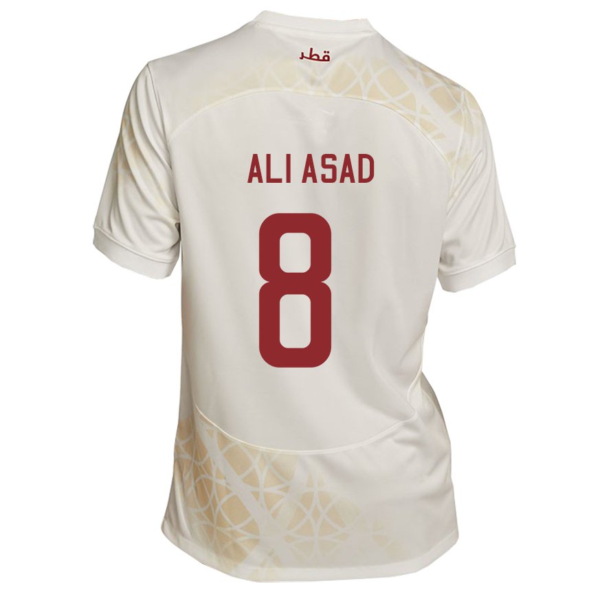 Niño Camiseta Catar Ali Asad #8 Beis Dorado 2ª Equipación 22-24 La Camisa