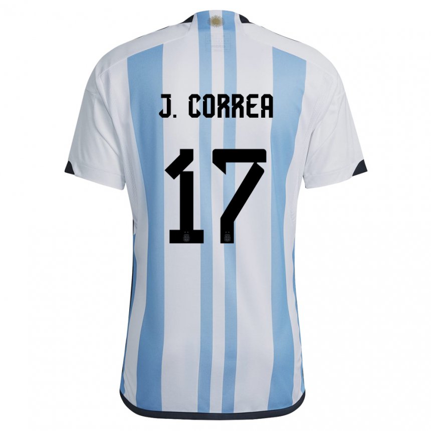 Hombre Camiseta Argentina Joaquin Correa #17 Blanco Cielo Azul 1ª Equipación 22-24 La Camisa