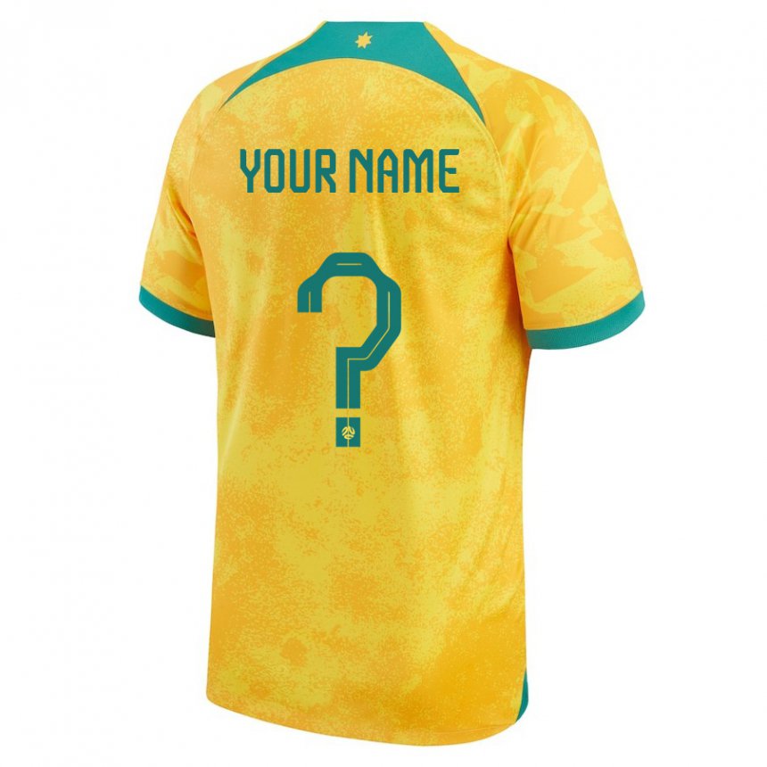 Hombre Camiseta Australia Su Nombre #0 Dorado 1ª Equipación 22-24 La Camisa