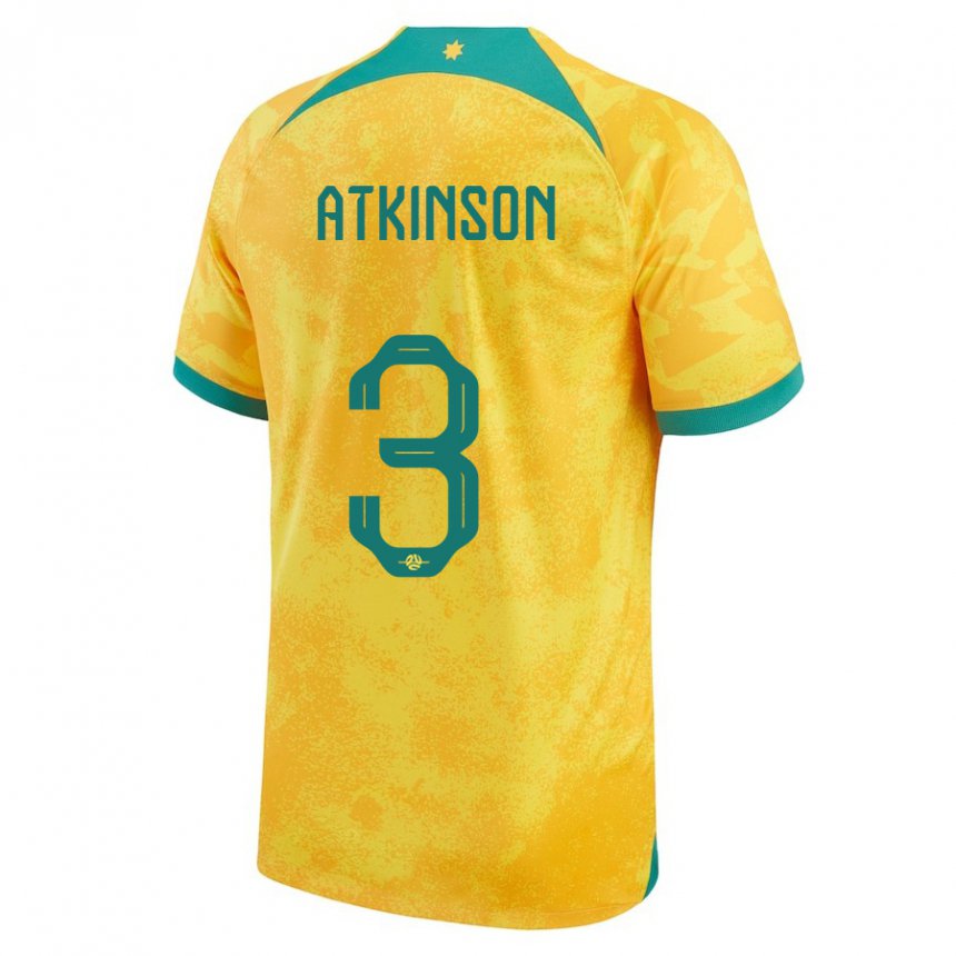 Hombre Camiseta Australia Nathaniel Atkinson #3 Dorado 1ª Equipación 22-24 La Camisa