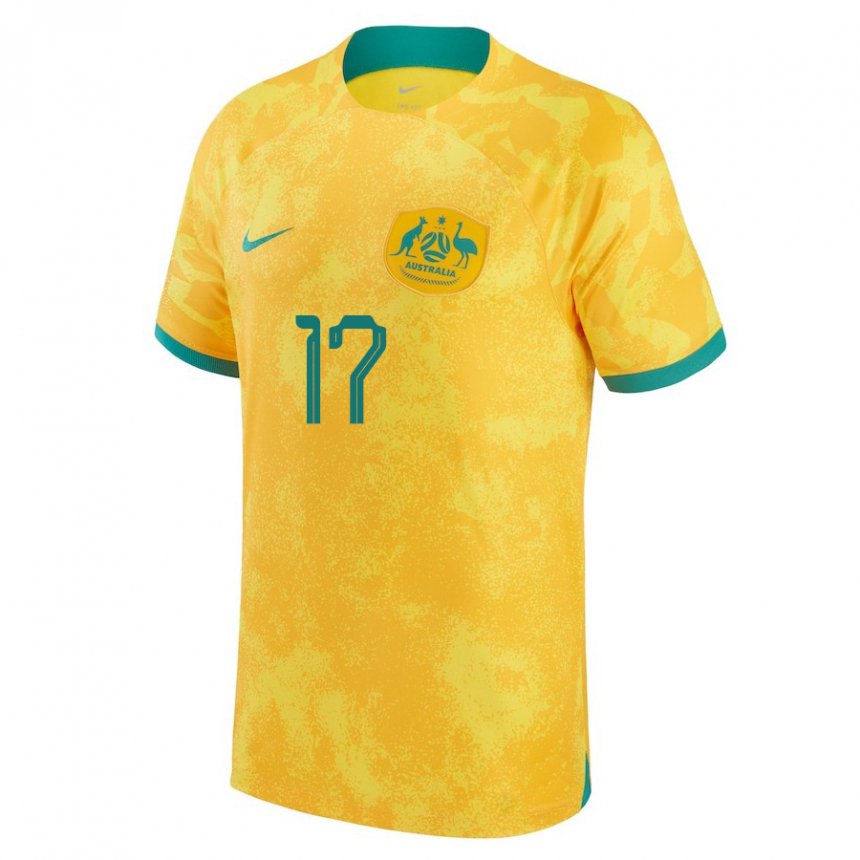 Hombre Camiseta Australia Connor Metcalfe #17 Dorado 1ª Equipación 22-24 La Camisa