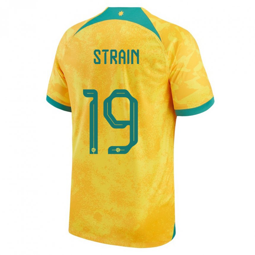 Hombre Camiseta Australia Ryan Strain #19 Dorado 1ª Equipación 22-24 La Camisa