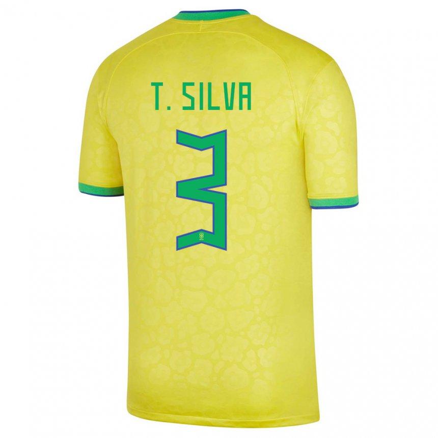 Hombre Camiseta Brasil Thiago Silva #3 Amarillo 1ª Equipación 22-24 La Camisa