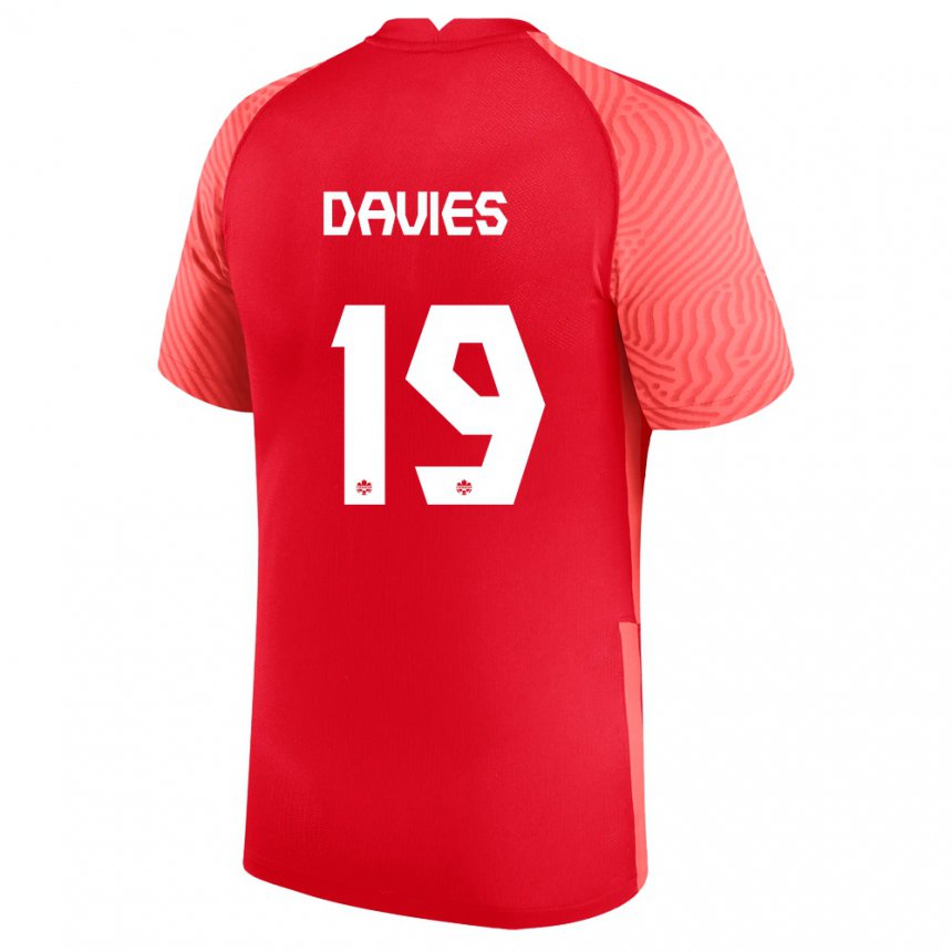 Hombre Camiseta Canadá Alphonso Davies #19 Rojo 1ª Equipación 22-24 La Camisa