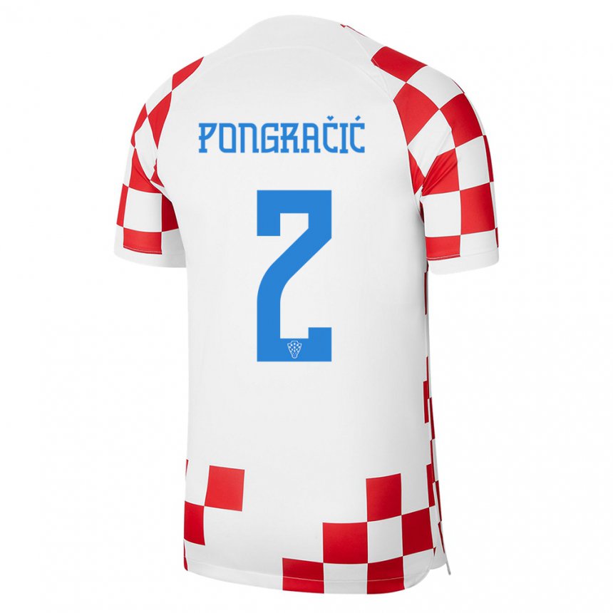 Hombre Camiseta Croacia Marin Pongracic #2 Rojo Blanco 1ª Equipación 22-24 La Camisa