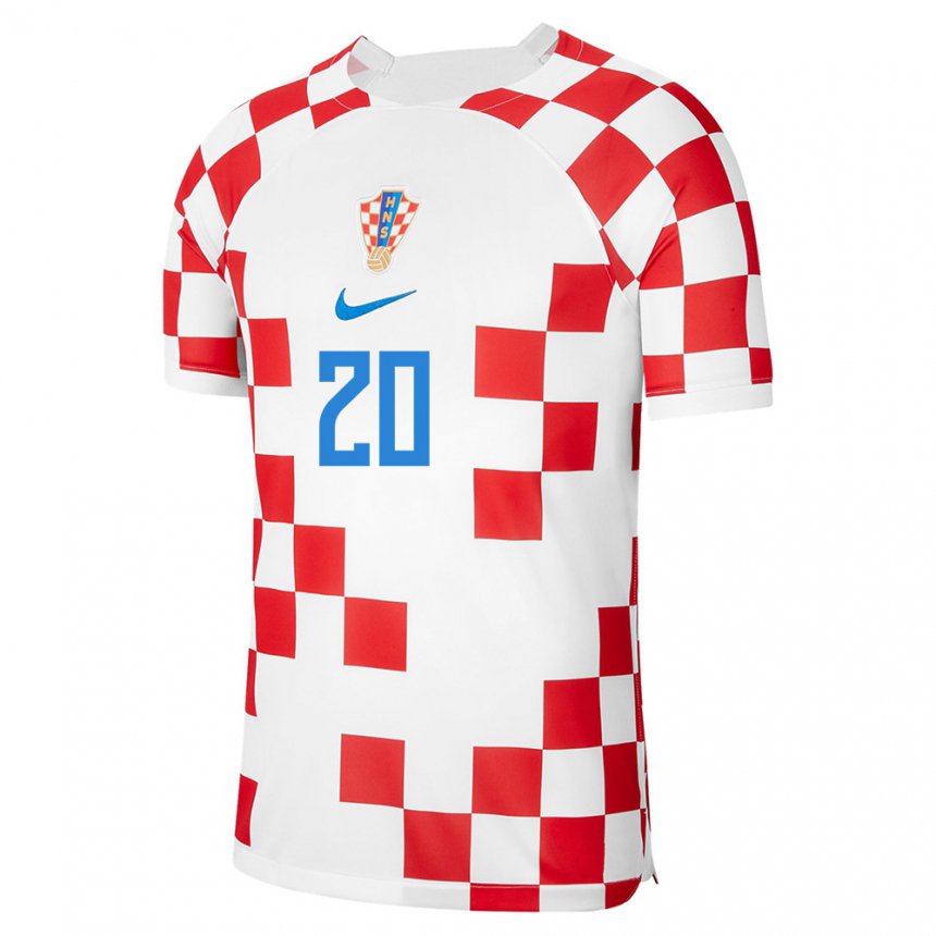Hombre Camiseta Croacia Josko Gvardiol #20 Rojo Blanco 1ª Equipación 22-24 La Camisa
