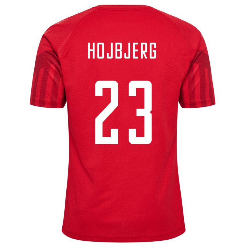 Hombre Camiseta Dinamarca Pierre Emile Hojbjerg #23 Rojo 1ª Equipación 22-24 La Camisa
