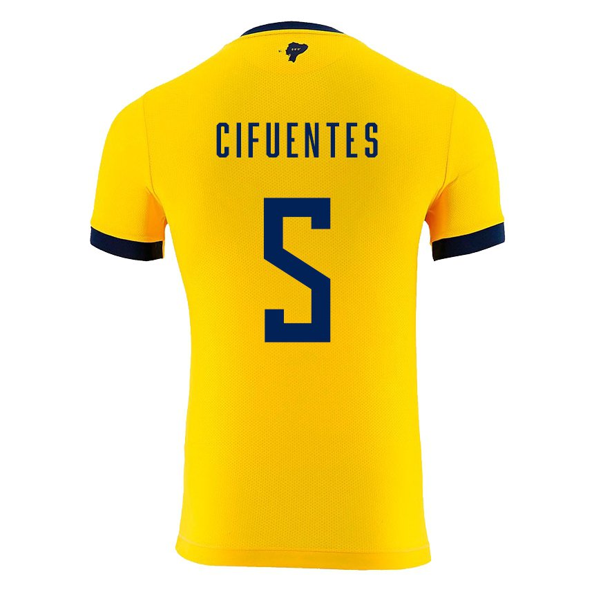 Hombre Camiseta Ecuador Jose Cifuentes #5 Amarillo 1ª Equipación 22-24 La Camisa