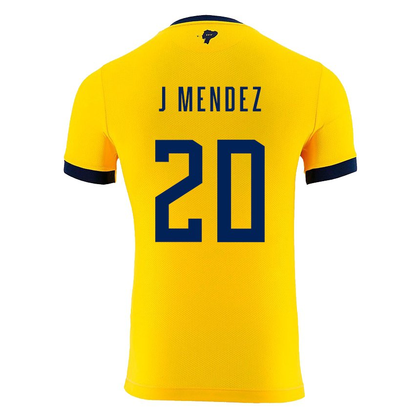 Hombre Camiseta Ecuador Jhegson Mendez #20 Amarillo 1ª Equipación 22-24 La Camisa