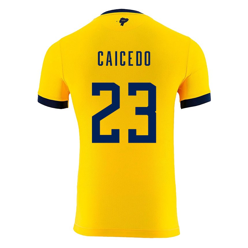 Hombre Camiseta Ecuador Moises Caicedo #23 Amarillo 1ª Equipación 22-24 La Camisa