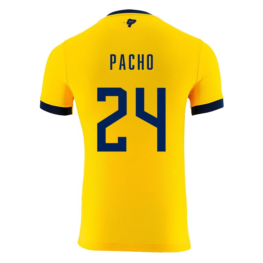 Hombre Camiseta Ecuador William Pacho #24 Amarillo 1ª Equipación 22-24 La Camisa