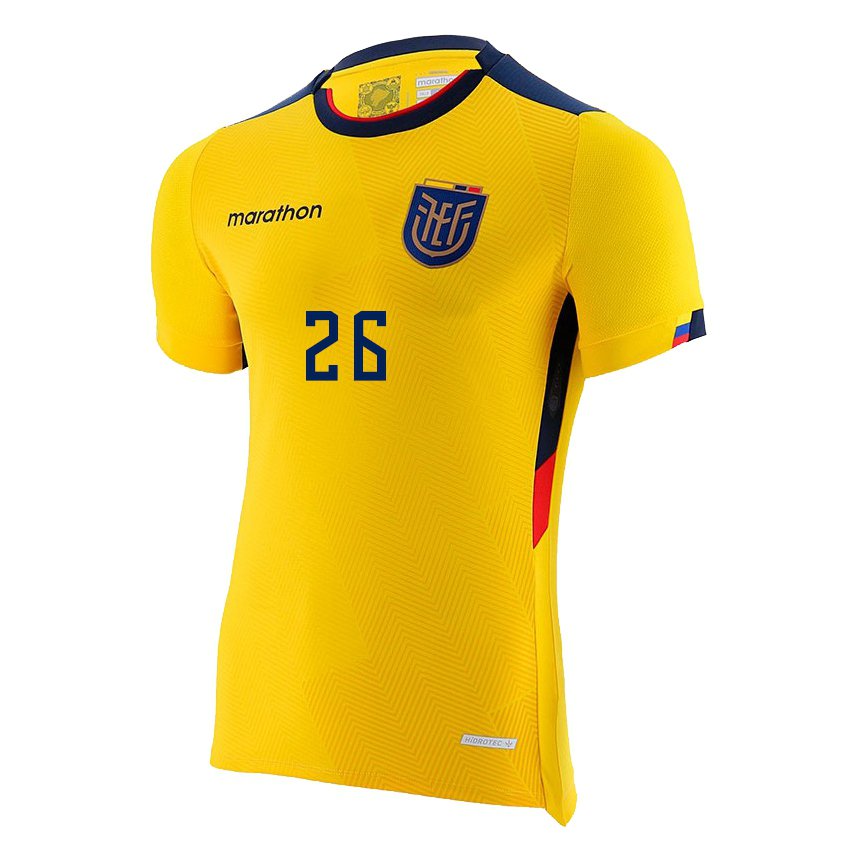 Hombre Camiseta Ecuador Anthony Valencia #26 Amarillo 1ª Equipación 22-24 La Camisa