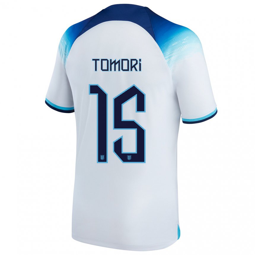Hombre Camiseta Inglaterra Fikayo Tomori #15 Blanco Azul 1ª Equipación 22-24 La Camisa