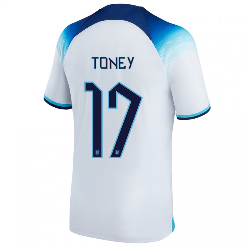 Hombre Camiseta Inglaterra Ivan Toney #17 Blanco Azul 1ª Equipación 22-24 La Camisa