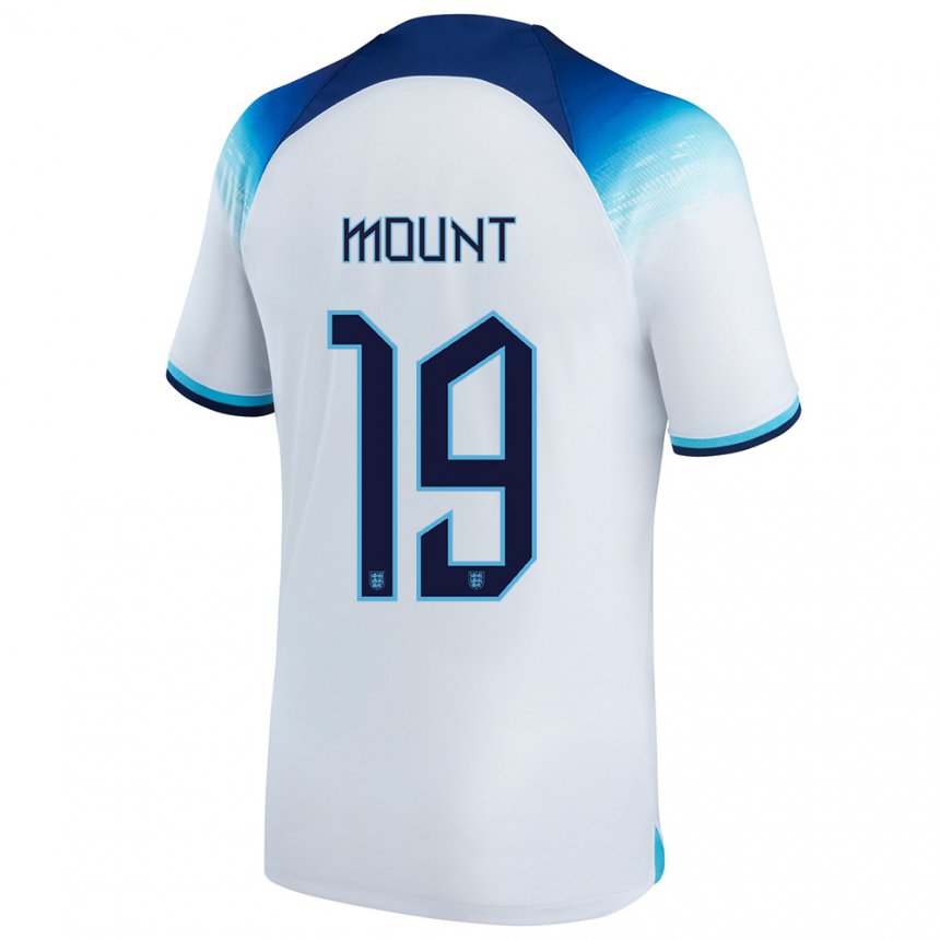 Hombre Camiseta Inglaterra Mason Mount #19 Blanco Azul 1ª Equipación 22-24 La Camisa