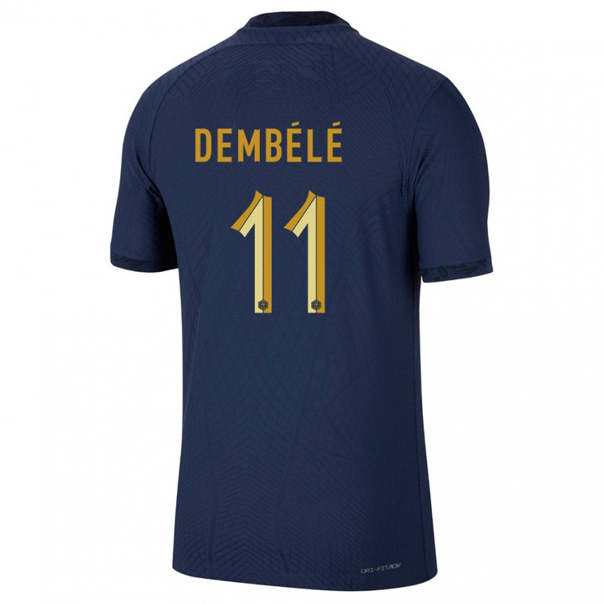 Hombre Camiseta Francia Ousmane Dembele #11 Azul Marino 1ª Equipación 22-24 La Camisa