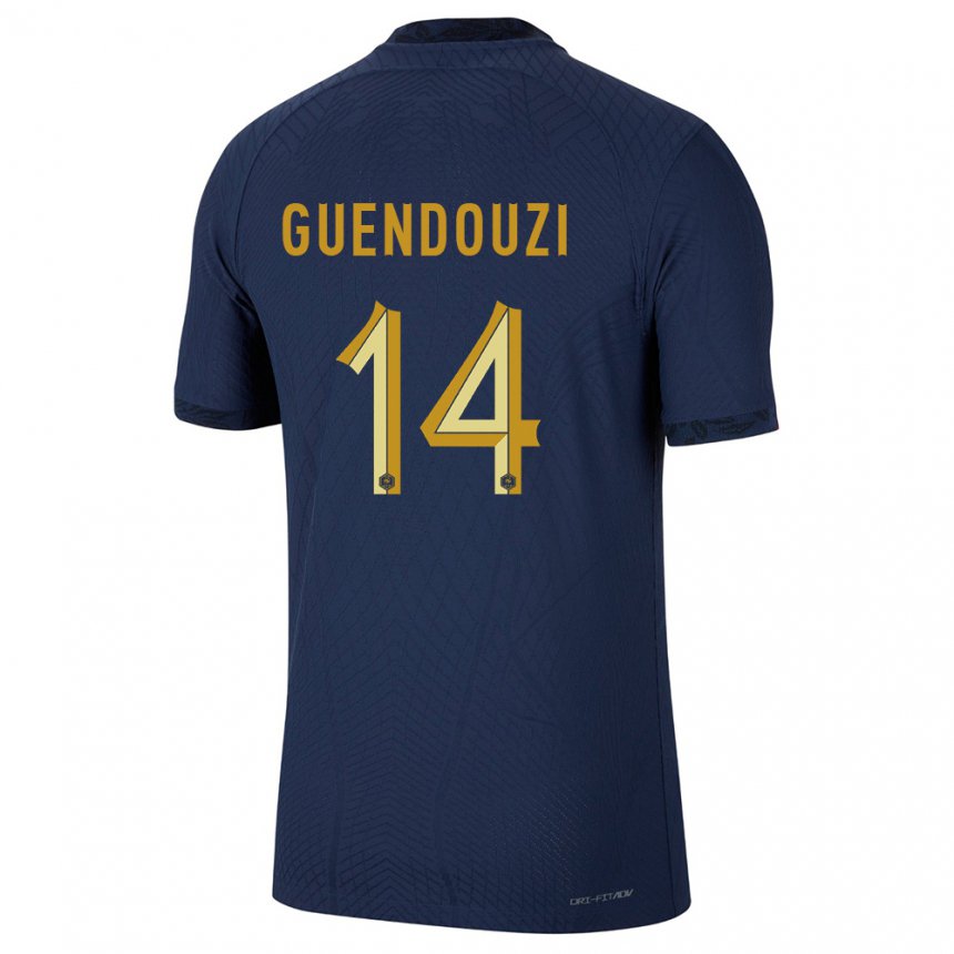 Hombre Camiseta Francia Matteo Guendouzi #14 Azul Marino 1ª Equipación 22-24 La Camisa