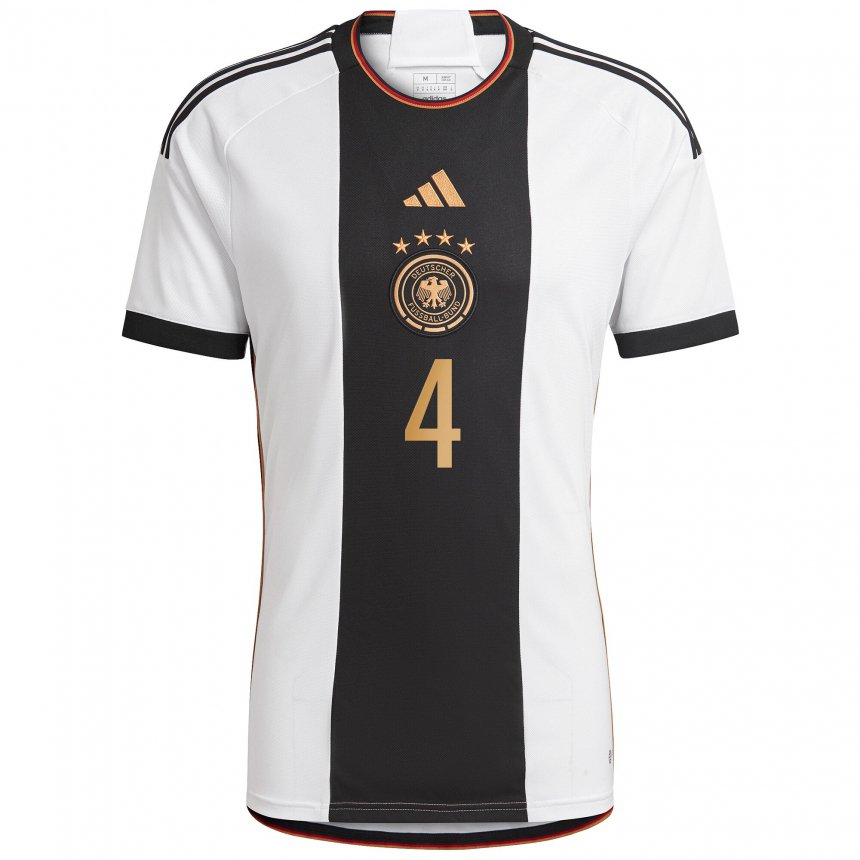 Hombre Camiseta Alemania Matthias Ginter #4 Blanco Negro 1ª Equipación 22-24 La Camisa