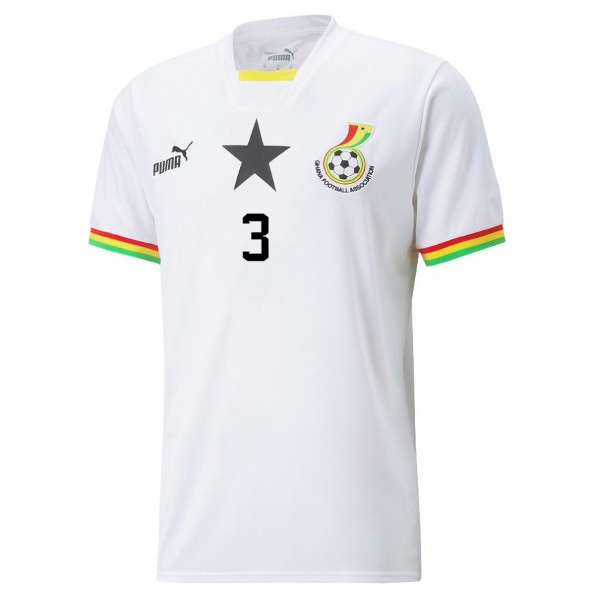 Hombre Camiseta Ghana Denis Odoi #3 Blanco 1ª Equipación 22-24 La Camisa