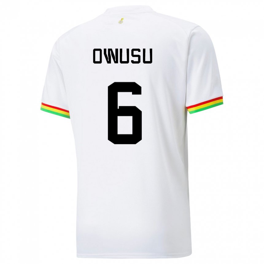 Hombre Camiseta Ghana Elisha Owusu #6 Blanco 1ª Equipación 22-24 La Camisa
