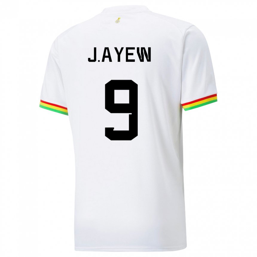 Hombre Camiseta Ghana Jordan Ayew #9 Blanco 1ª Equipación 22-24 La Camisa