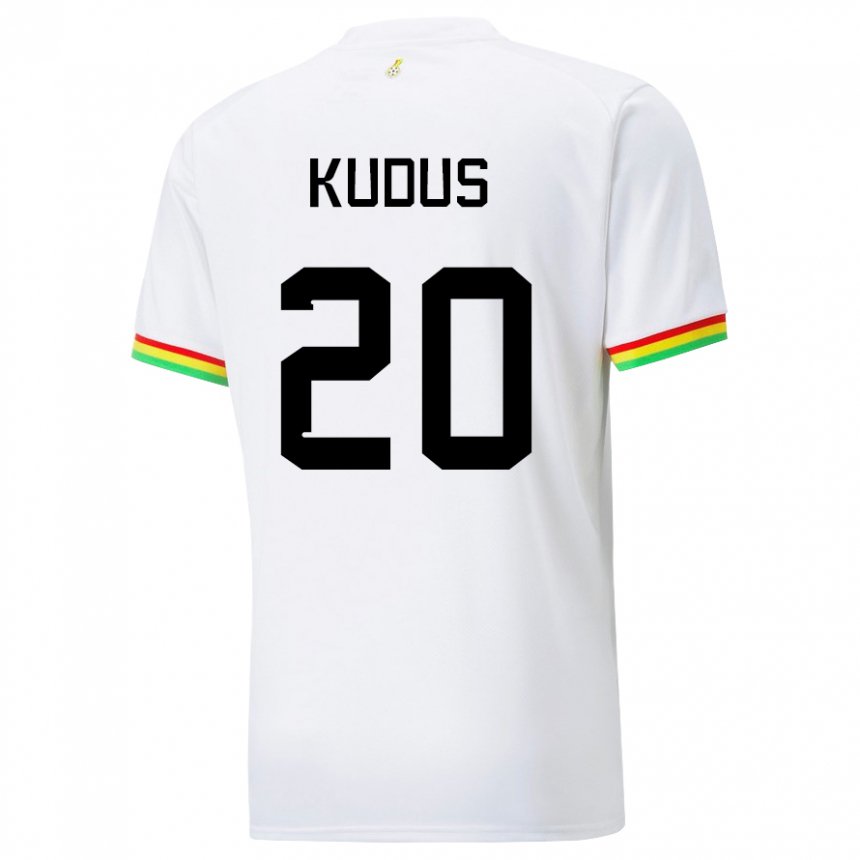 Hombre Camiseta Ghana Mohammed Kudus #20 Blanco 1ª Equipación 22-24 La Camisa