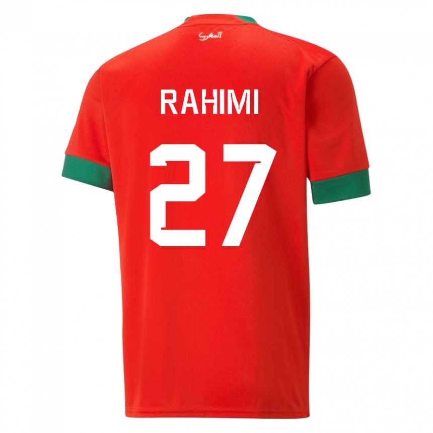 Hombre Camiseta Marruecos Soufiane Rahimi #27 Rojo 1ª Equipación 22-24 La Camisa