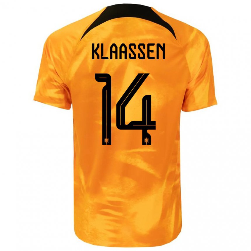 Hombre Camiseta Países Bajos Davy Klaassen #14 Naranja Láser 1ª Equipación 22-24 La Camisa